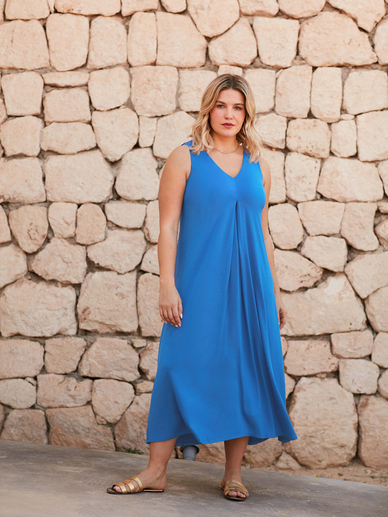 Blue Jersey Relaxed Midaxi Dress