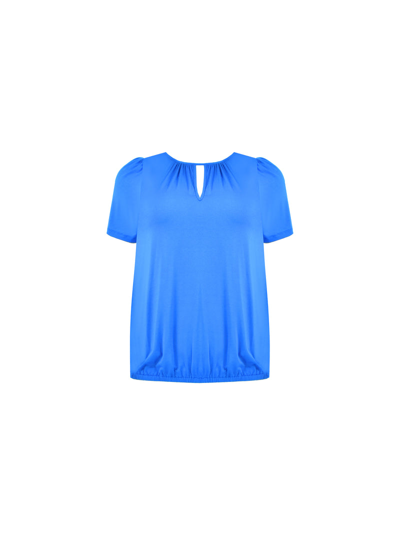 Blue Jersey Keyhole Top
