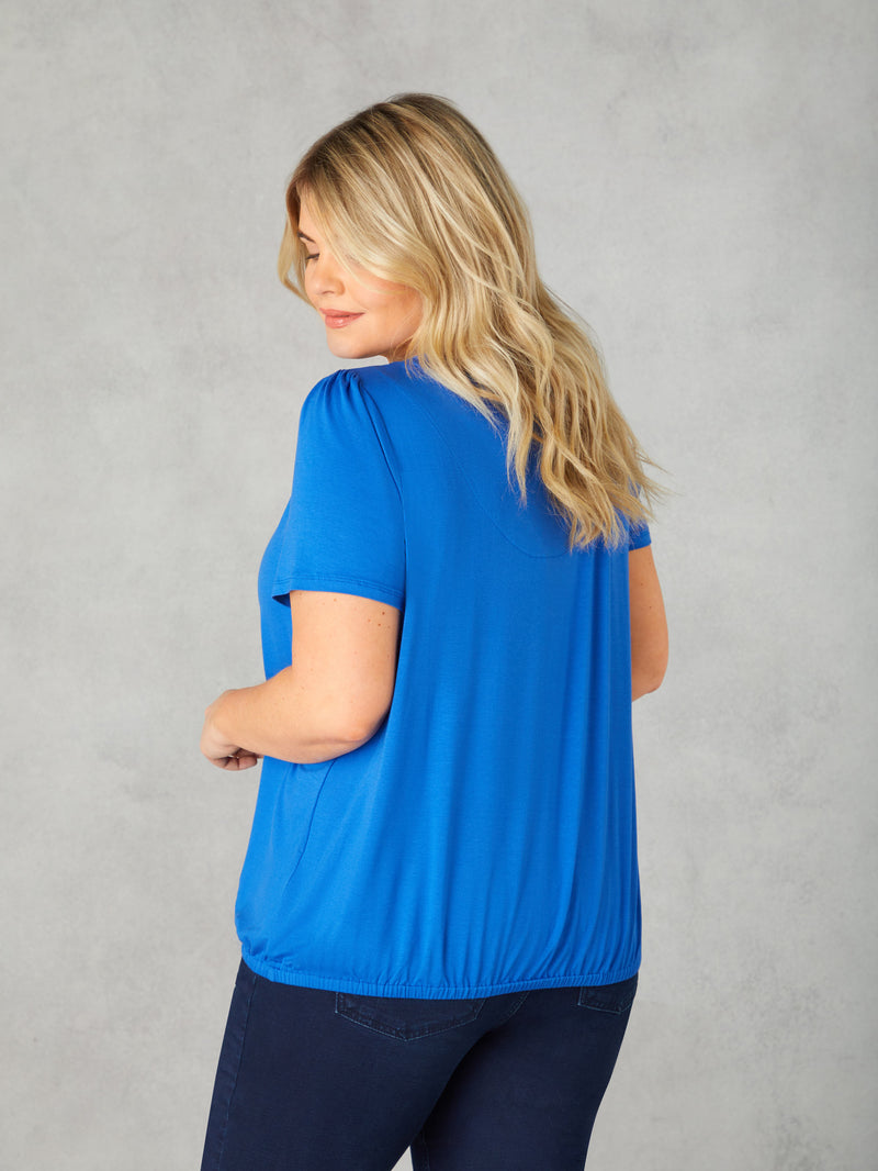 Blue Jersey Keyhole Top