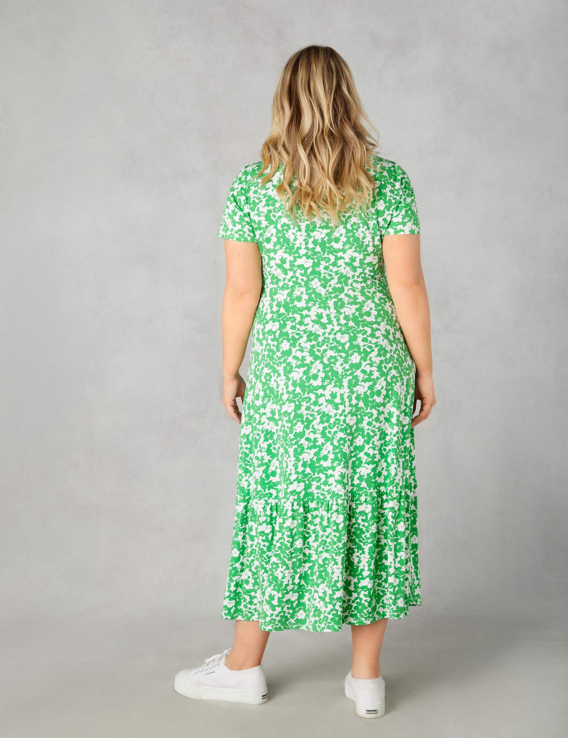 Green Floral Print Jersey Wrap Dress Green Floral Print Jersey Wrap Dress