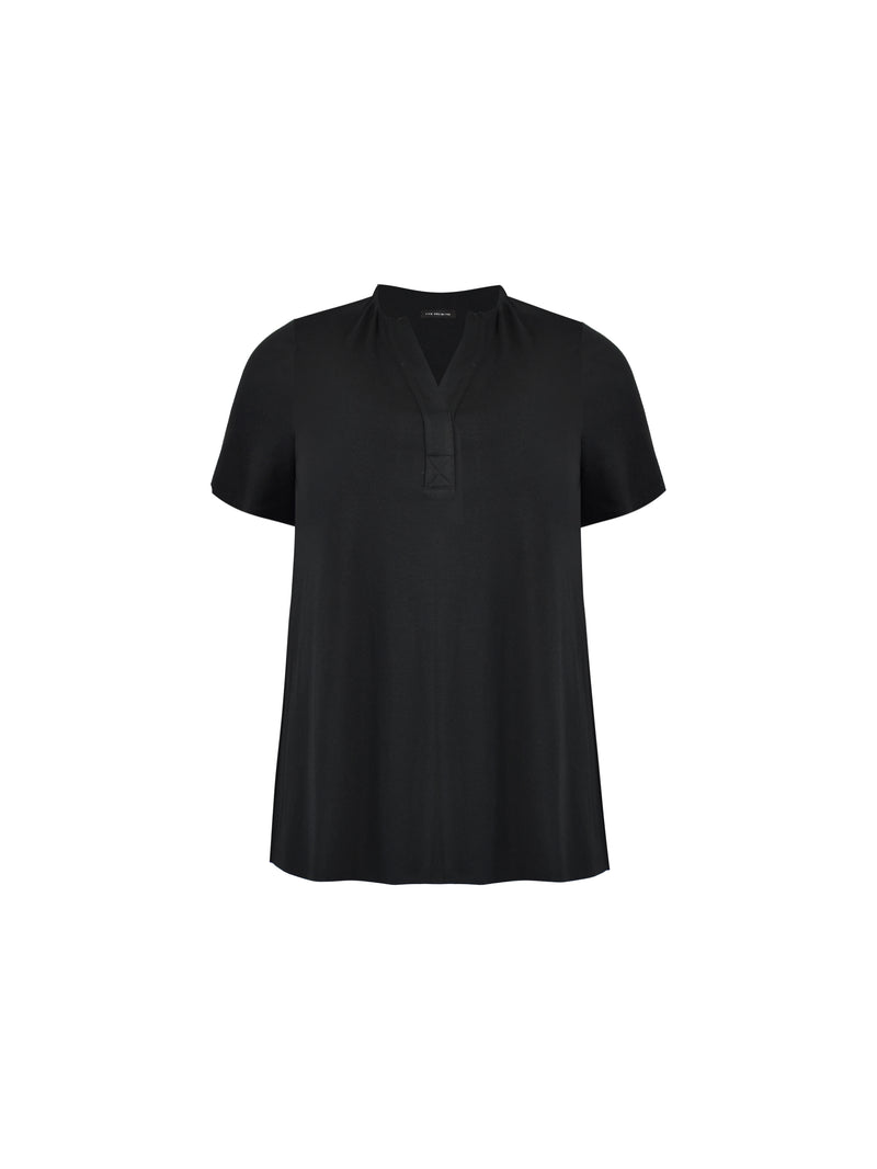 Black Jersey Notch Front Top