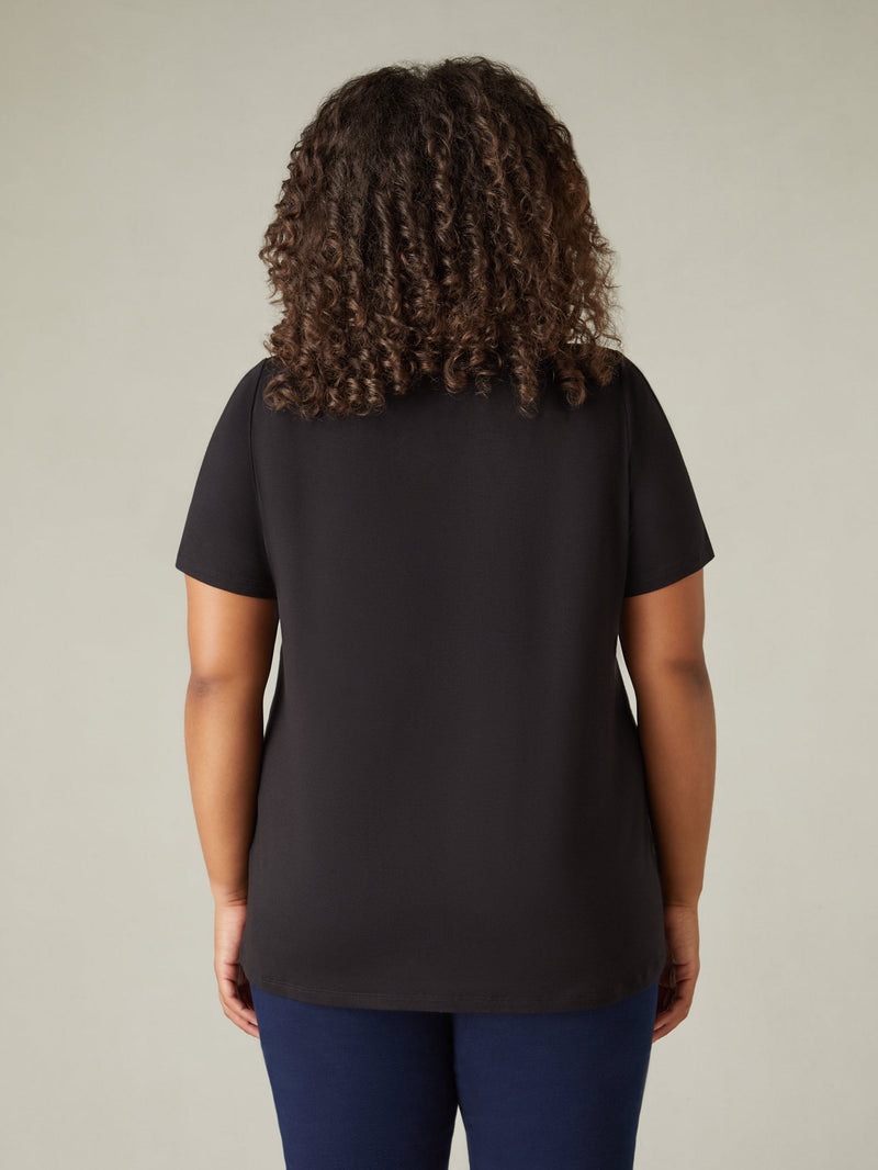 Black Jersey Notch Front Top