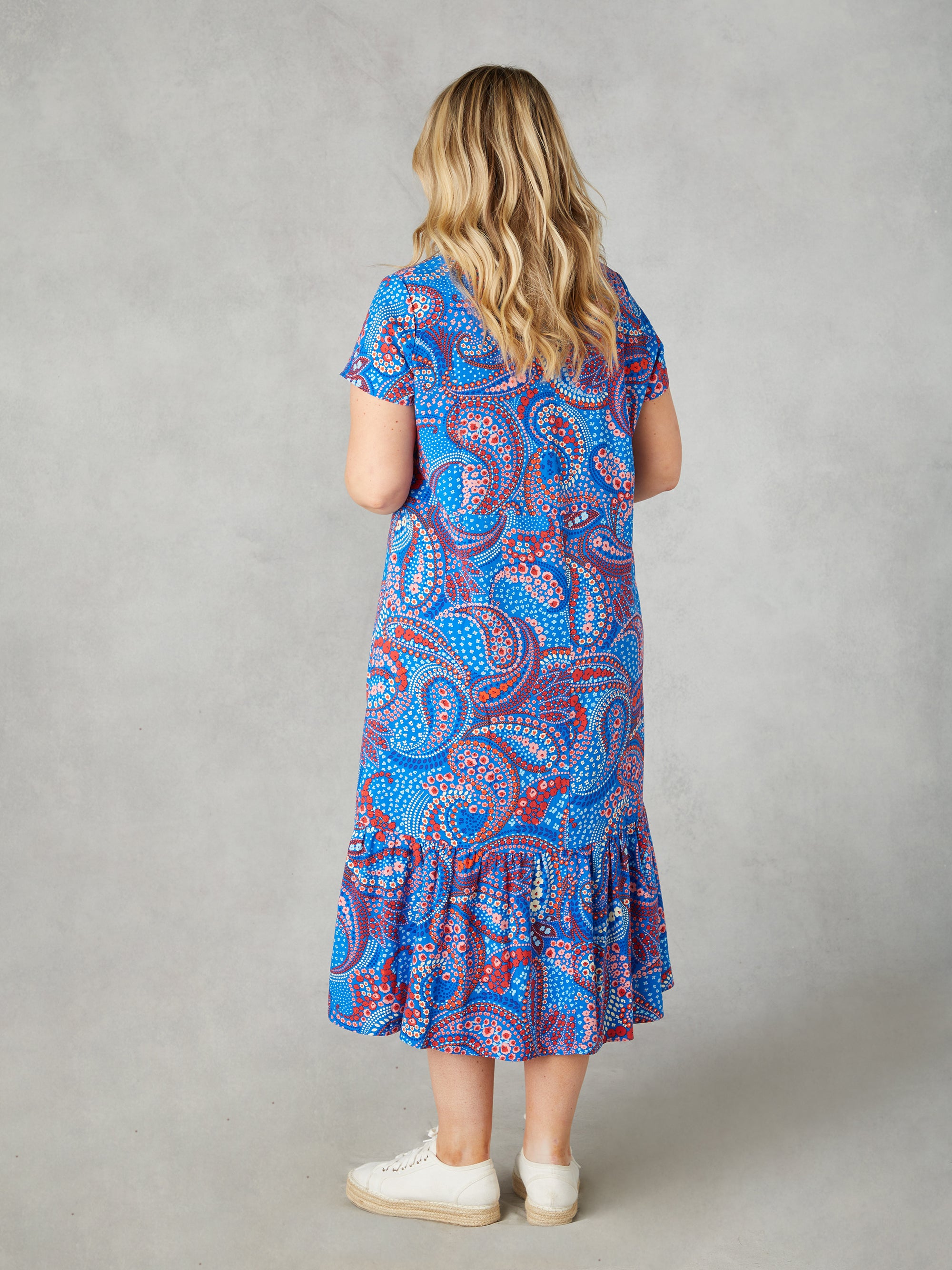 Multi Paisley Print V-Neck Dress