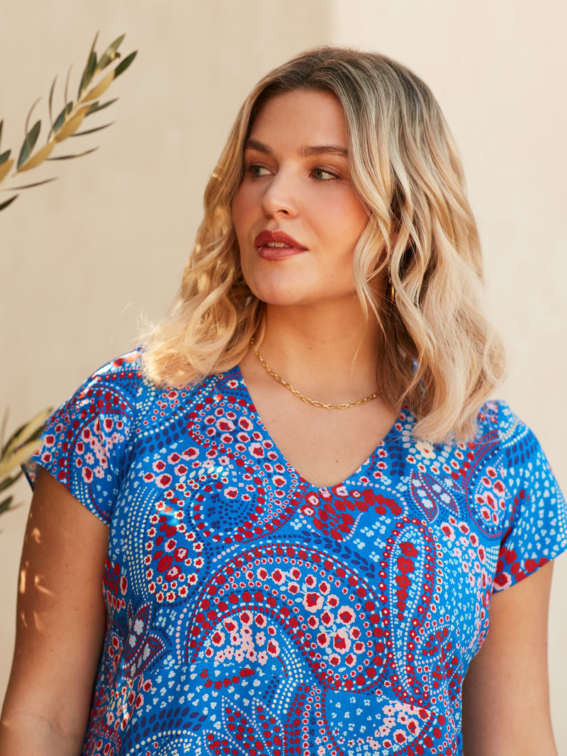 Multi Paisley Print V-Neck Dress