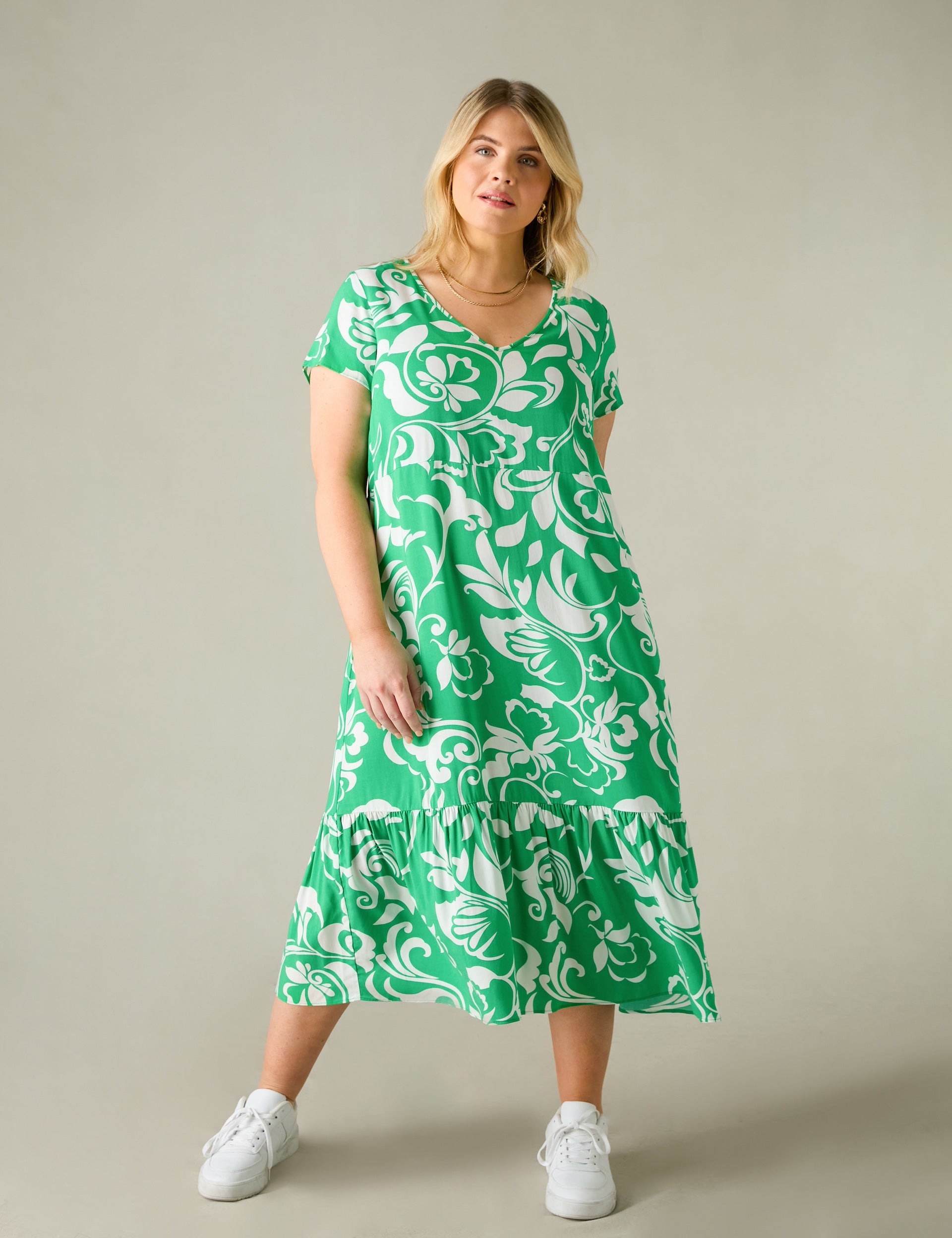 Green Paisley Printed Cotton Dress