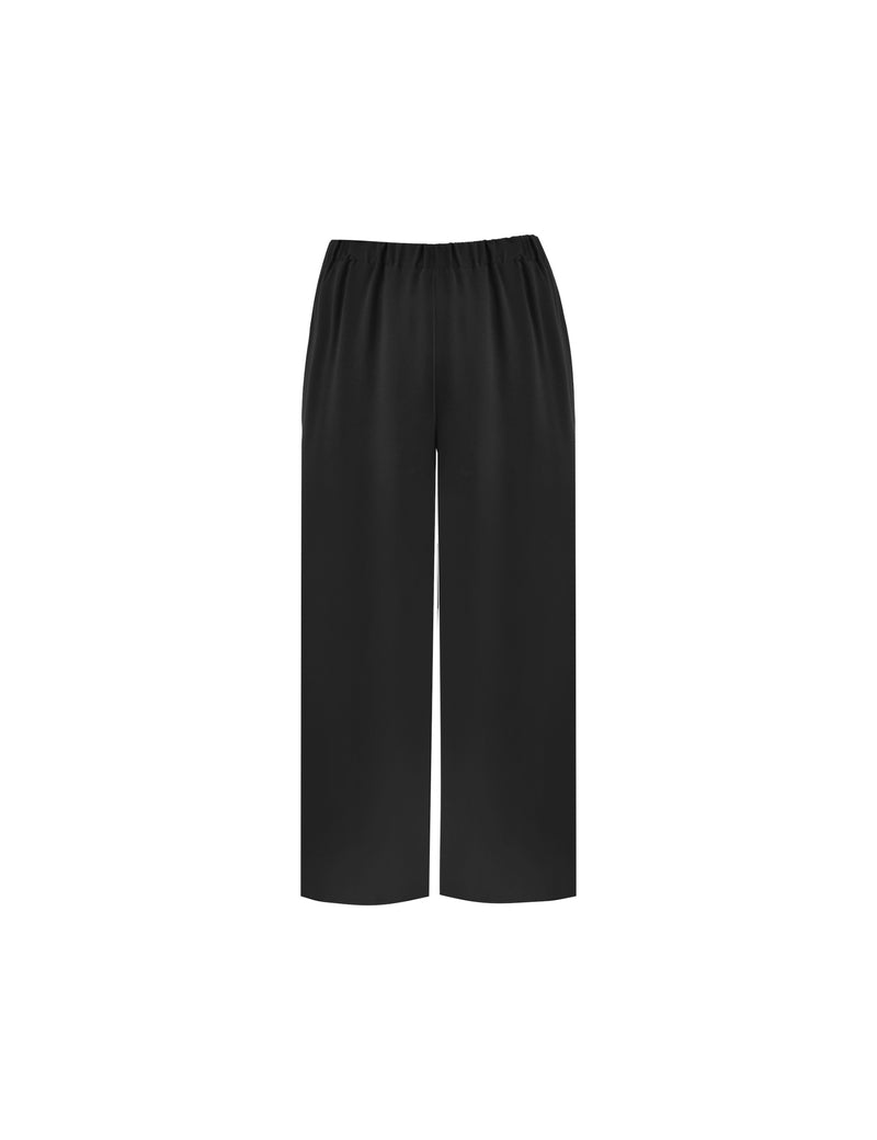 Black Pull-On Cropped Trousers