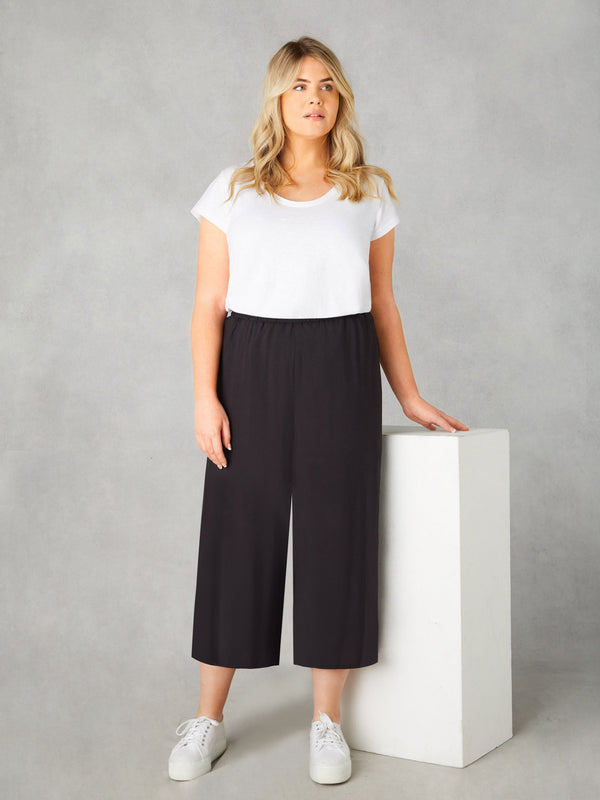16294 Black Leg Button Detail Trousers