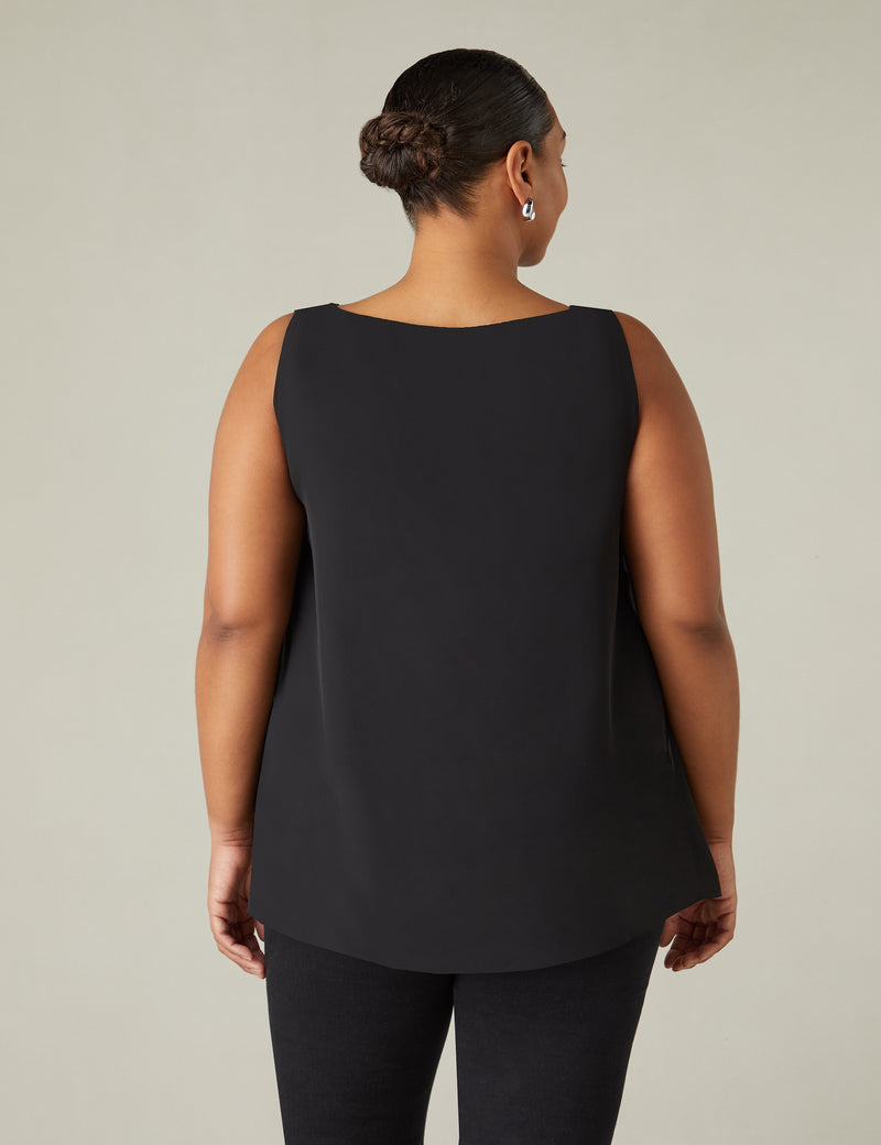 Black Chiffon Layered Swing Vest Top