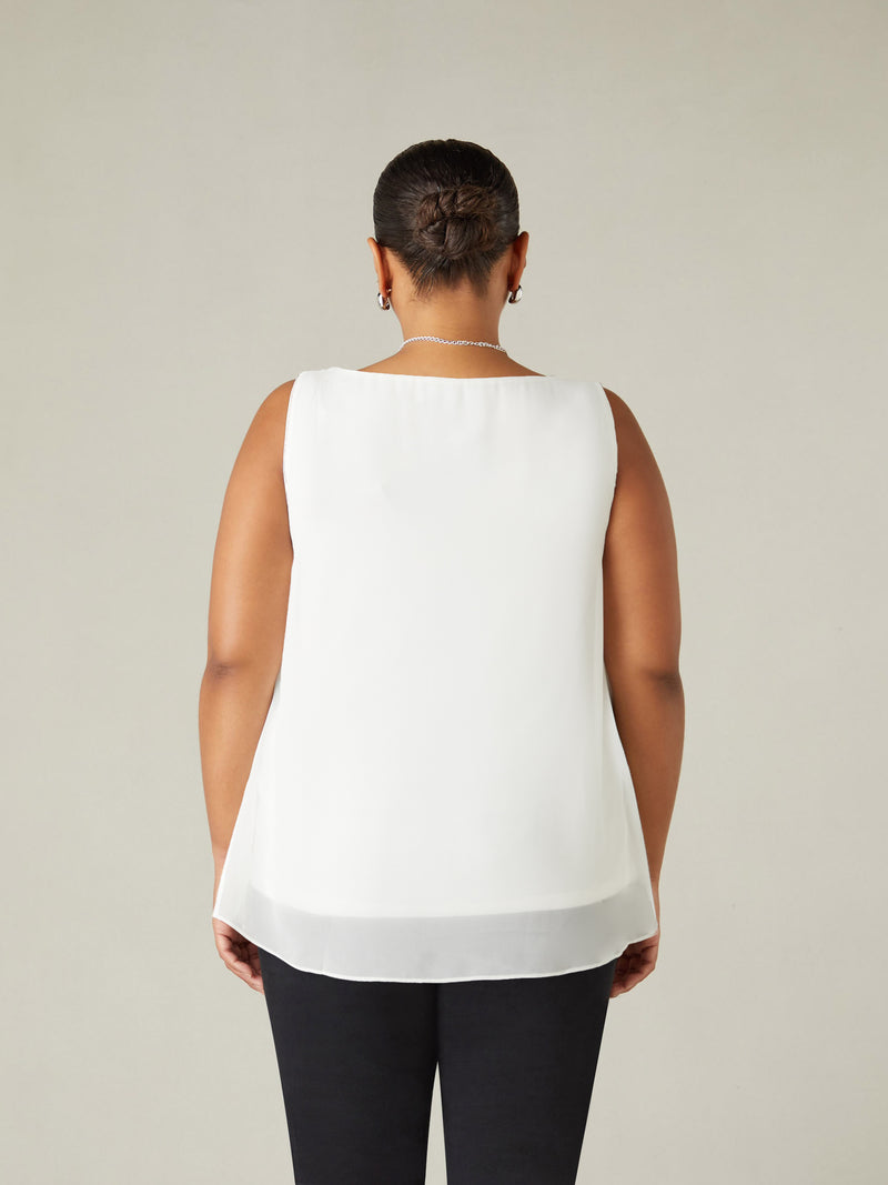 Ivory Chiffon Layered Swing Vest Top