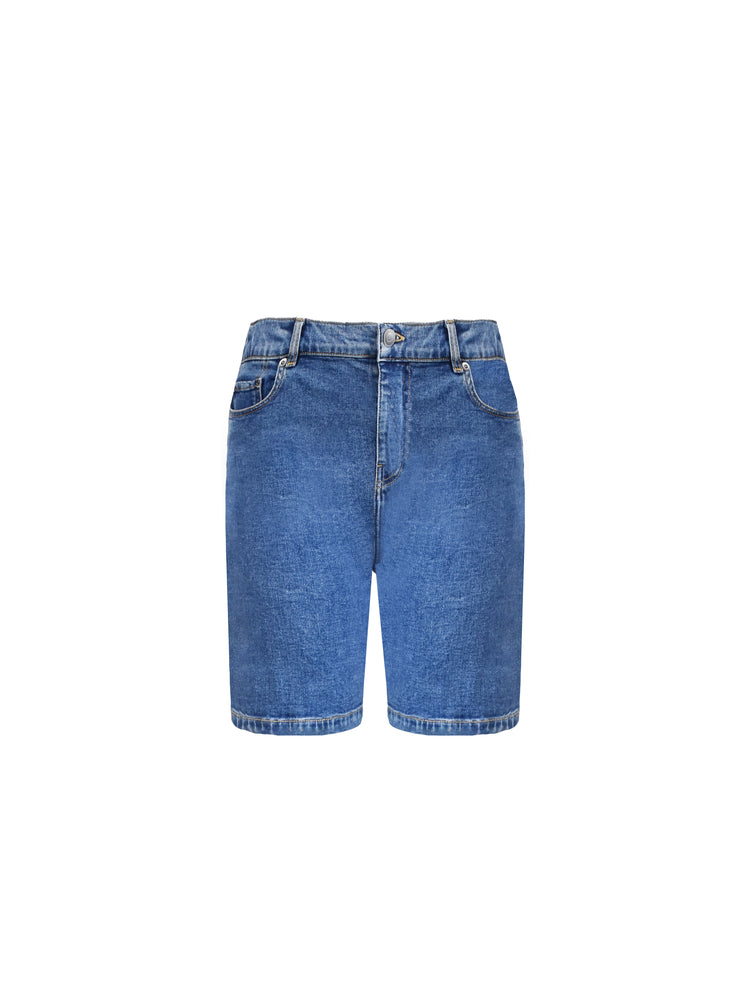 Mid Blue Denim Longline Shorts