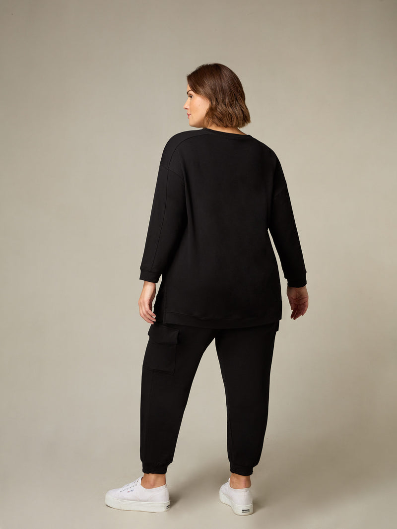 Black Seam Detail Sweatshirt