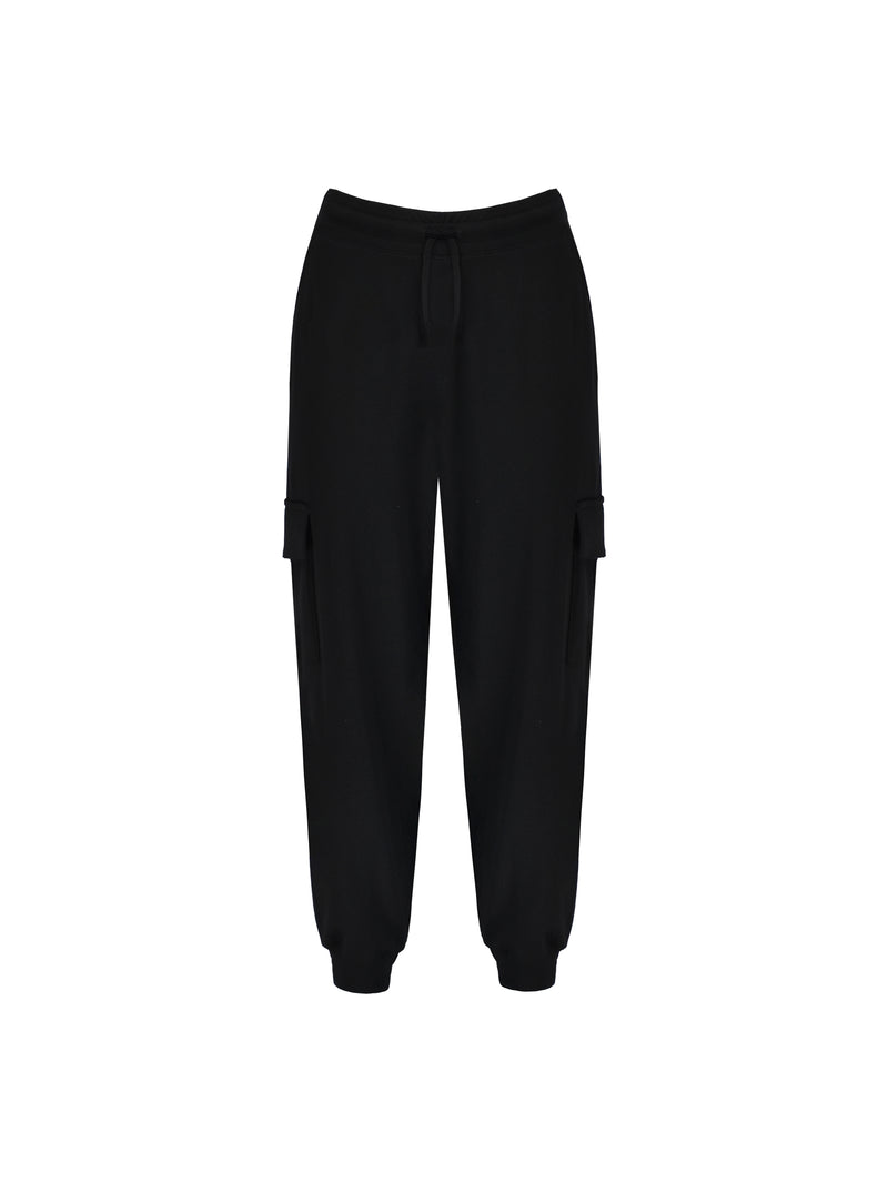 Black Jersey Cargo Trousers