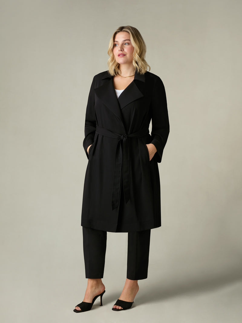 Black Relaxed Tailored Duster