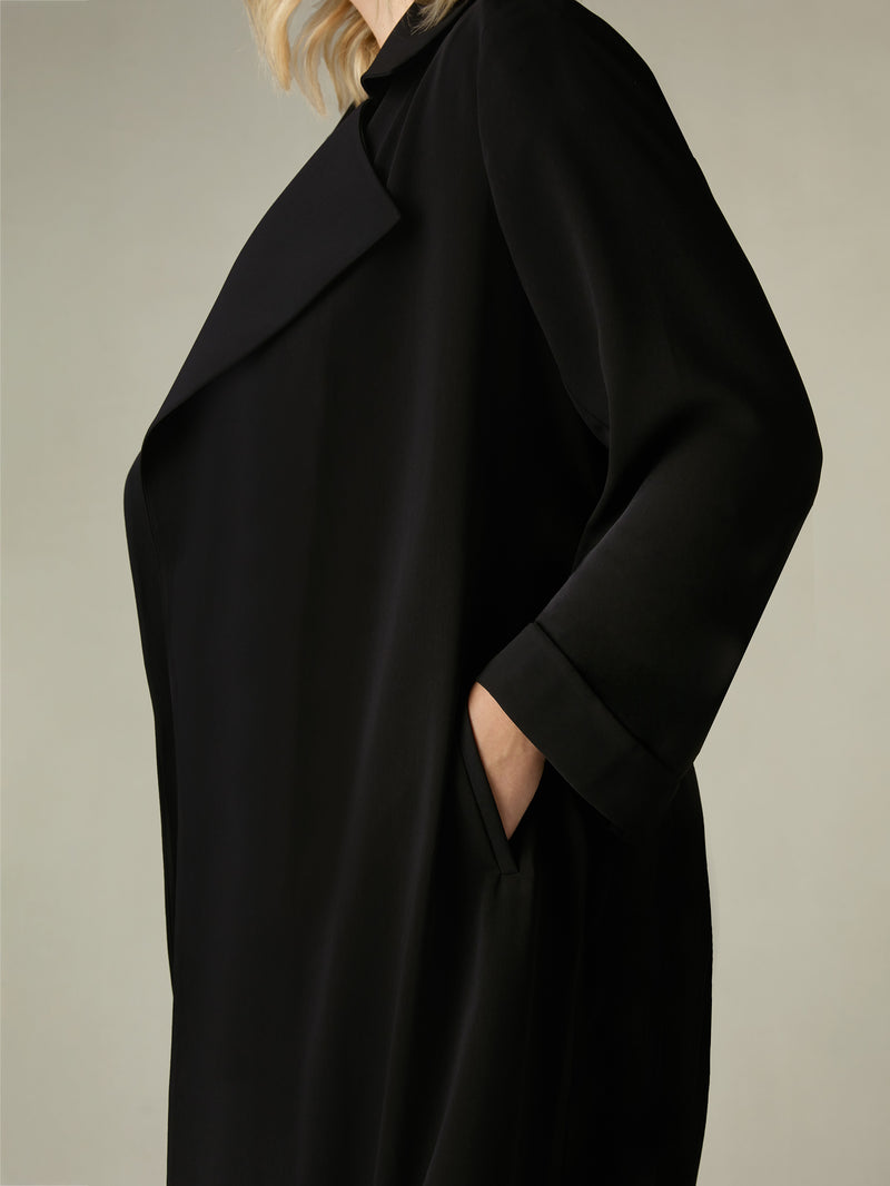 Black Relaxed Tailored Duster
