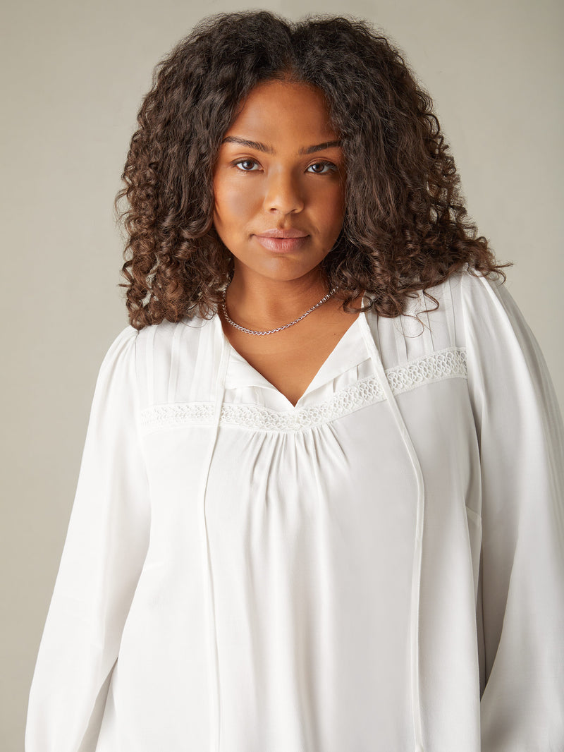 Ivory Trim Insert Boho Blouse