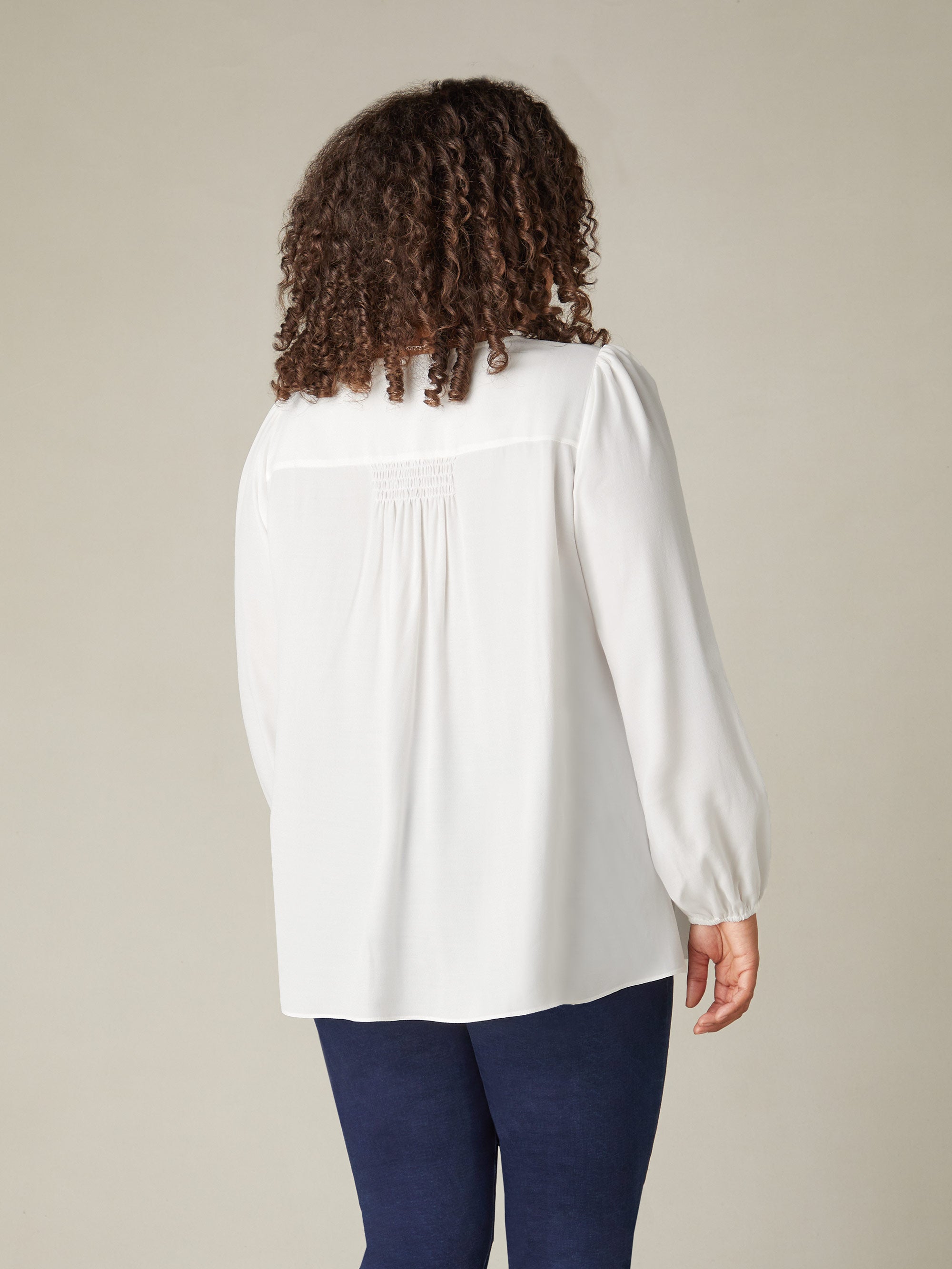 Ivory Trim Insert Boho Blouse