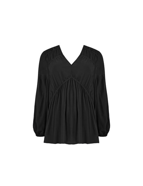 Black Ruched Front Blouse