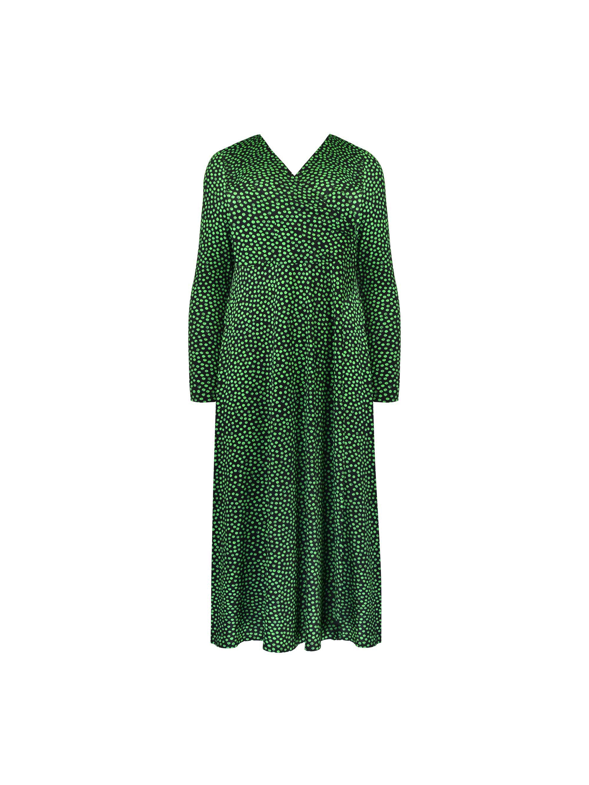 Green Spot Print Jersey Wrap Dress