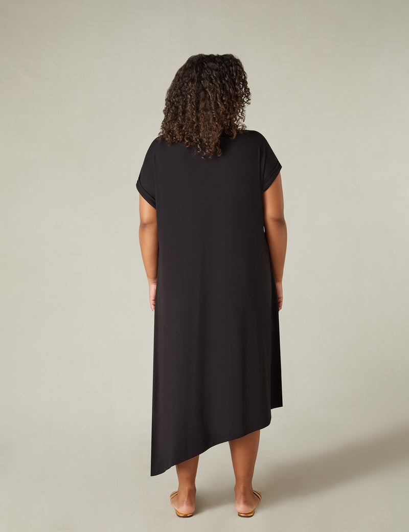 Black Jersey Asymmetric Dress