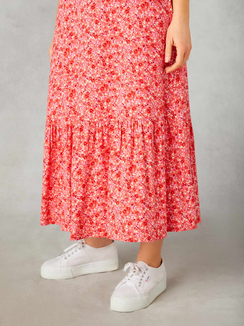 Petite Pink Ditsy Print Jersey Wrap Dress