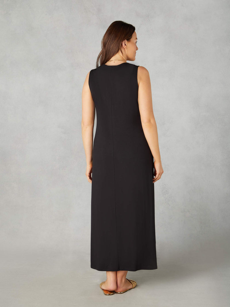 Petite Black Jersey Relaxed Midaxi Dress