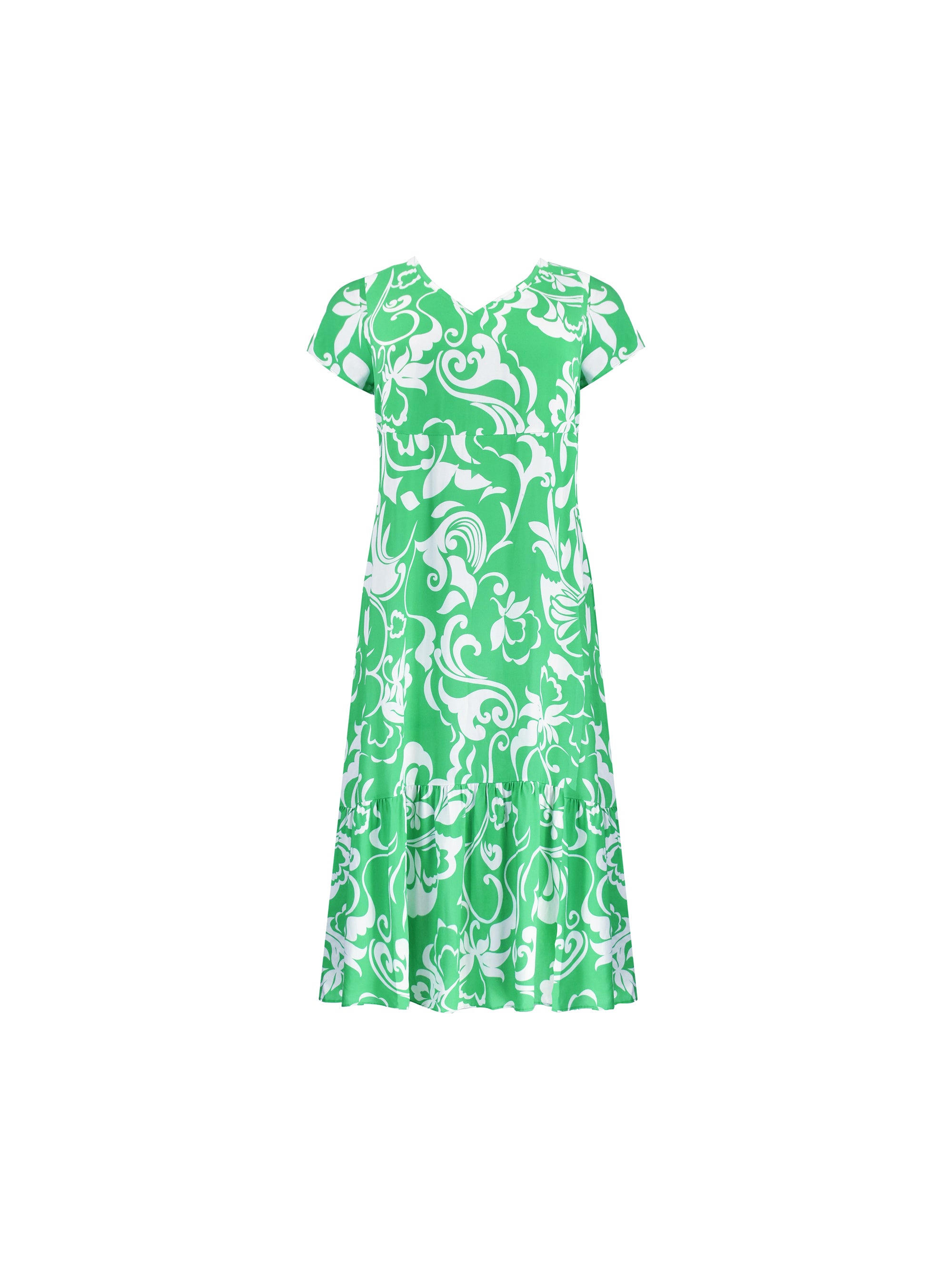 Petite Green Paisley Print V-Neck Dress