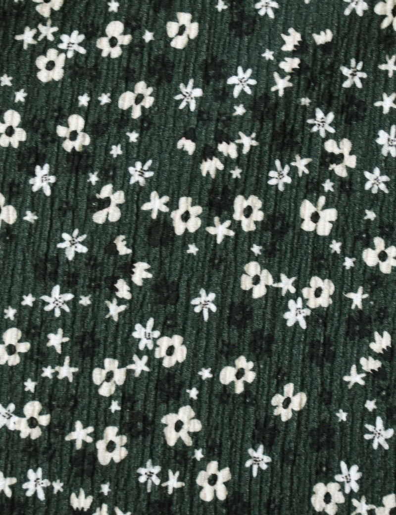 Petite Green Ditsy Jersey Shirred Waist Dress