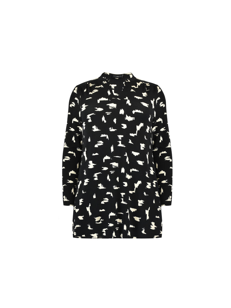 Petite Mono Smudge Print Jersey V-Neck Tunic