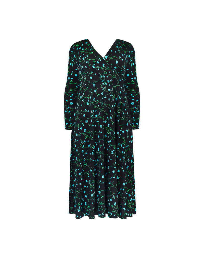 Petite Blue Ditsy Print Jersey Wrap Dress