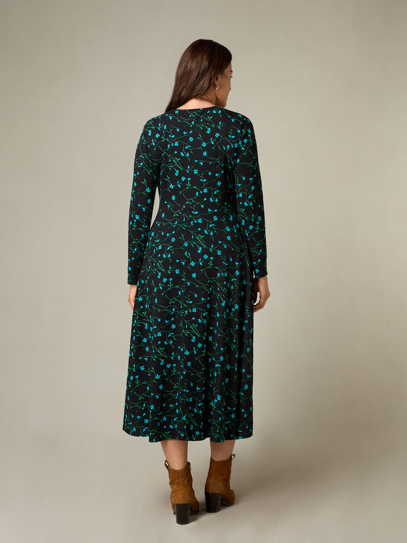 Petite Blue Ditsy Print Jersey Wrap Dress