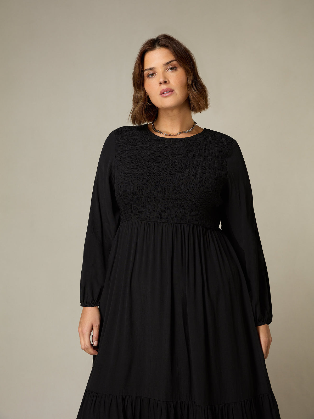 Della Shirred Midi Dress