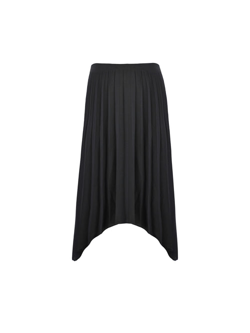 Black Pleated Hanky Hem Skirt