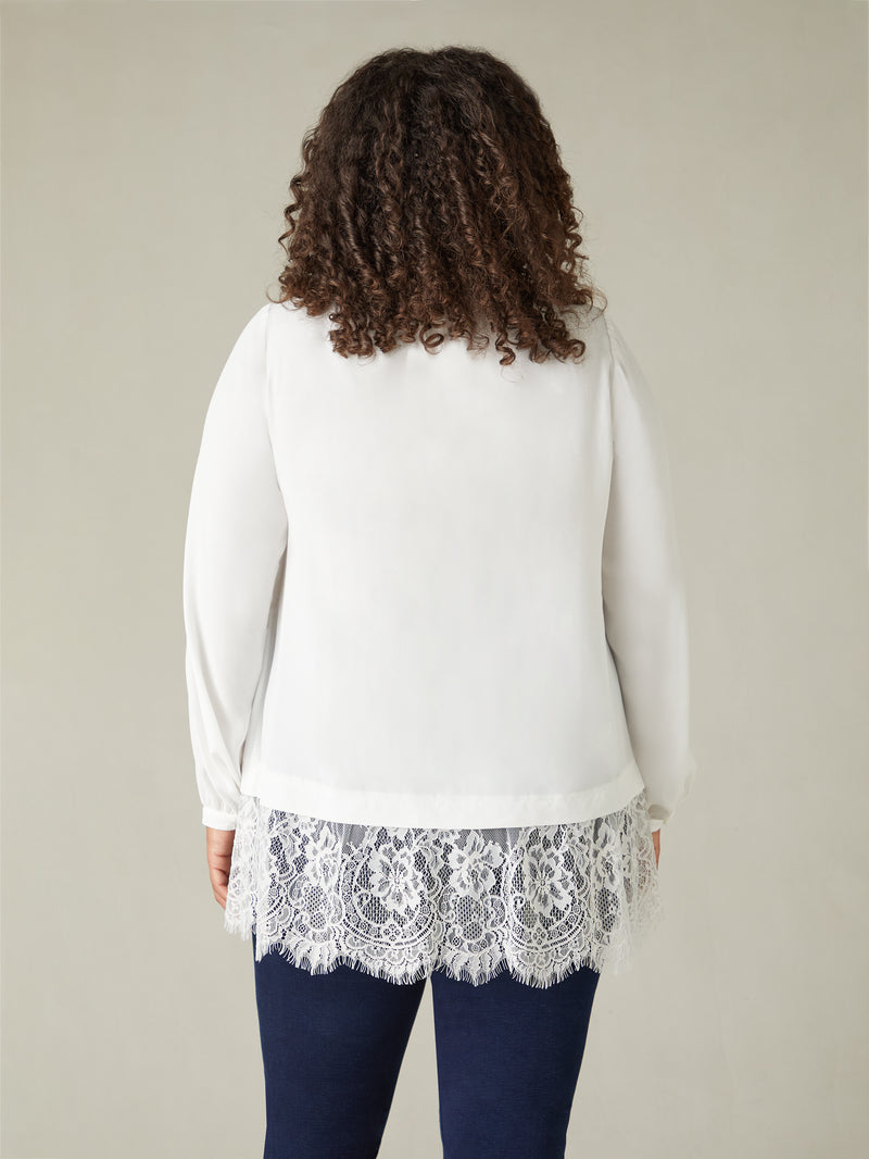 Ivory Lace Tie Neck Tunic