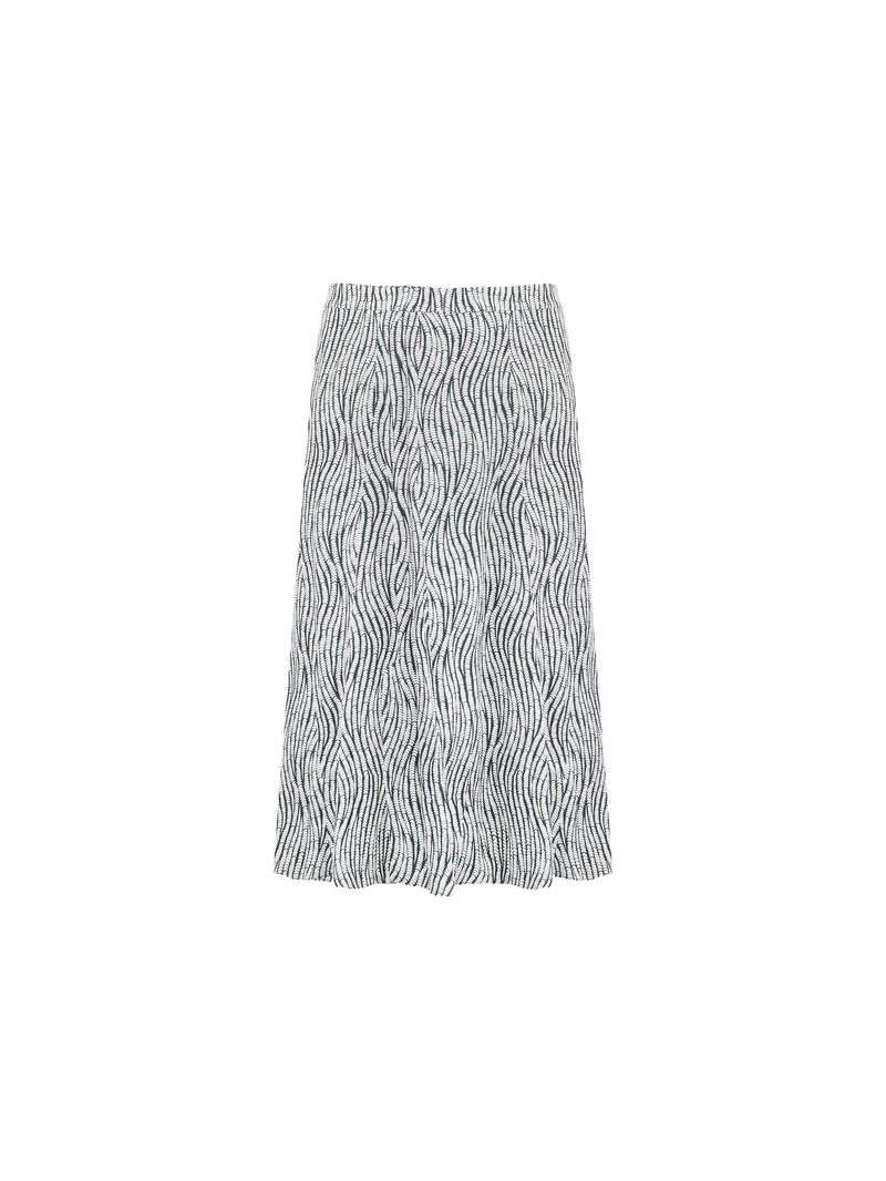 Grey Leaf Print Pleat Front Skirt