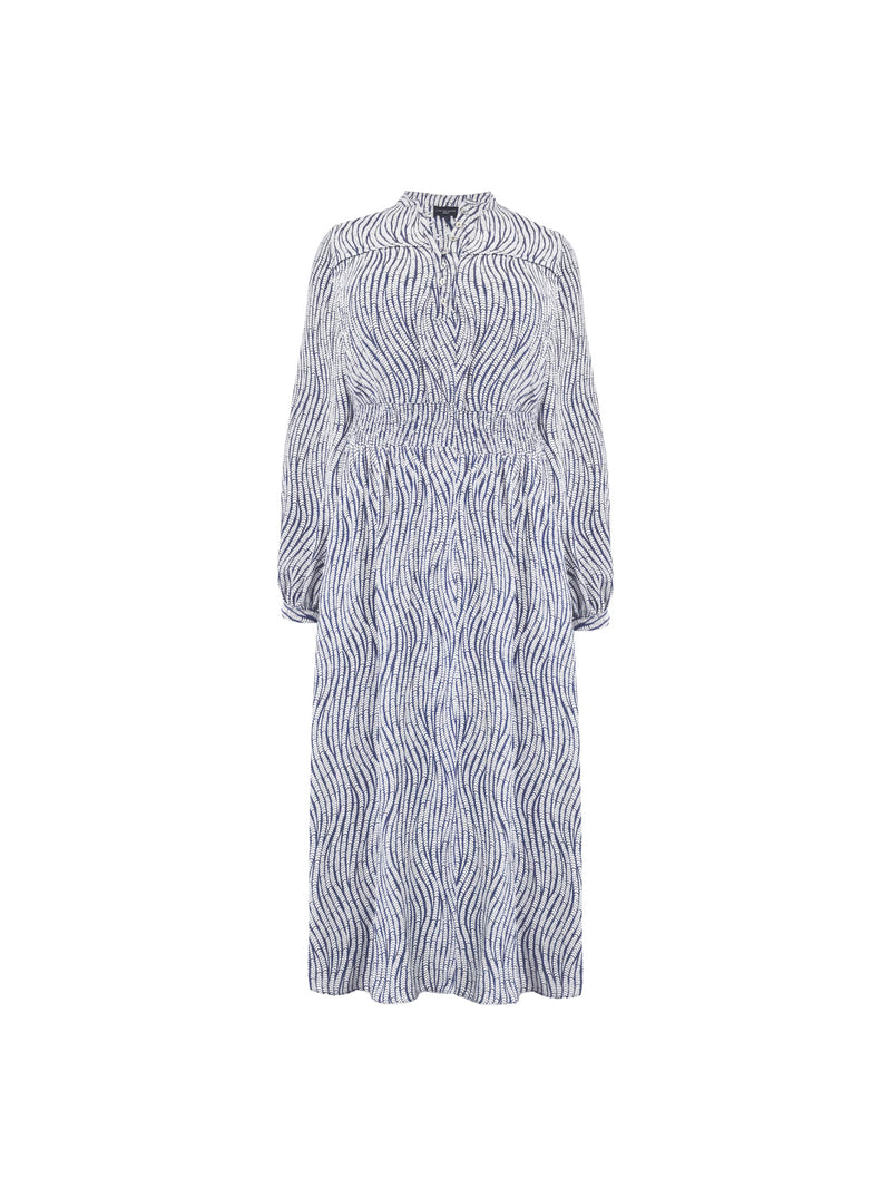 Grey Leaf Shirred Waist Midaxi Dress