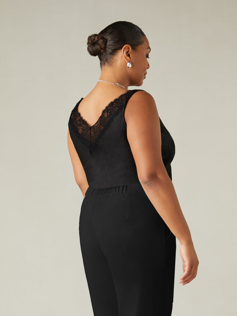 Black Satin Lace Cami