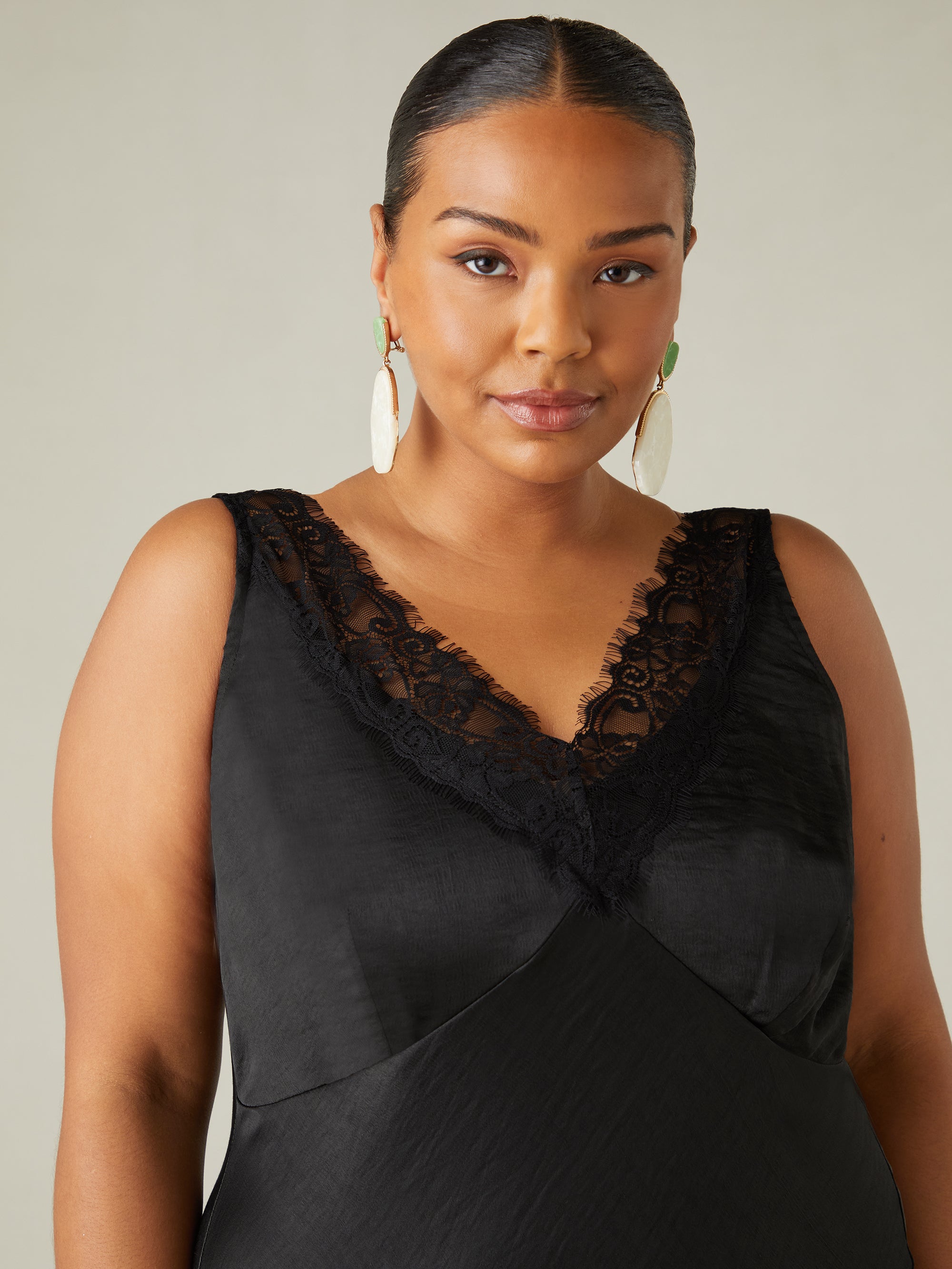 Black Satin Lace Slip Dress Black Satin Lace Slip Dress