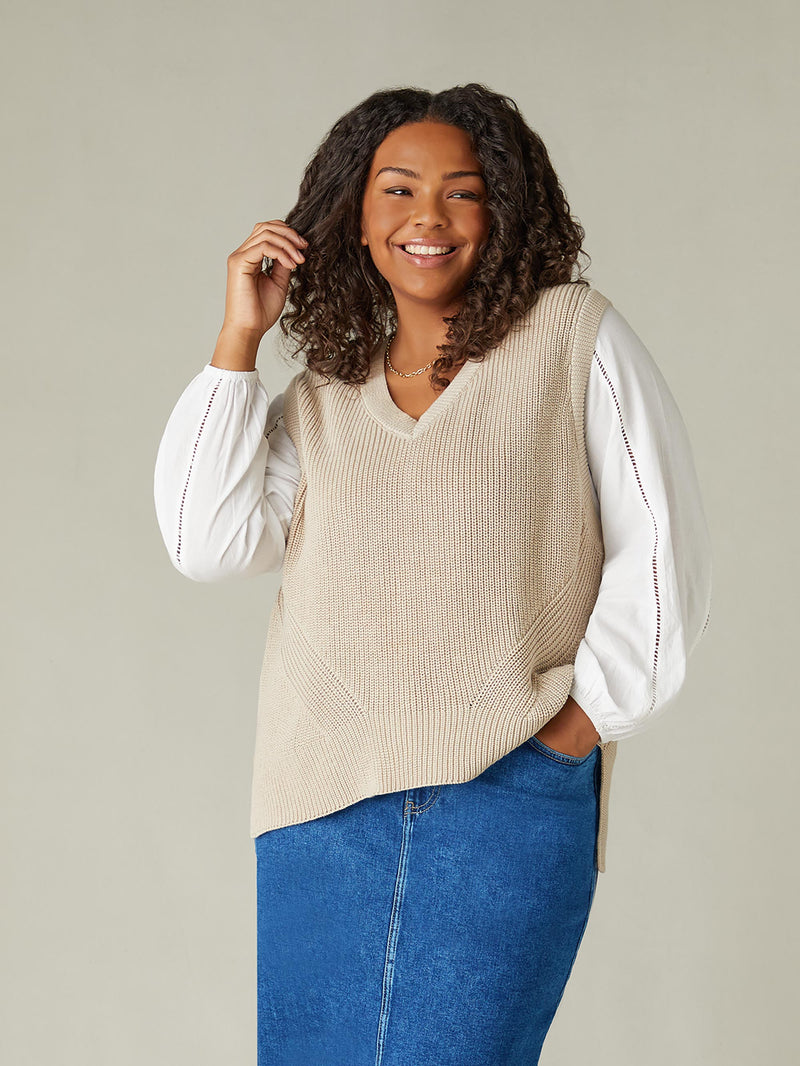 Beige Knitted Vest