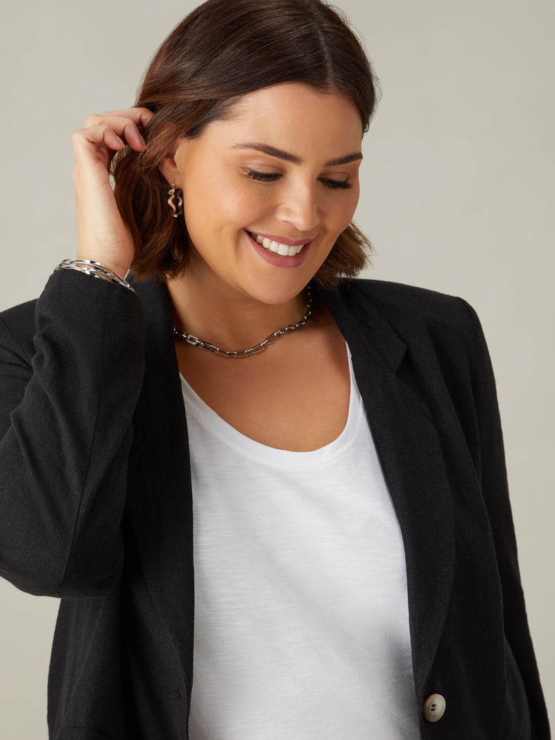 Black Linen Blend Blazer