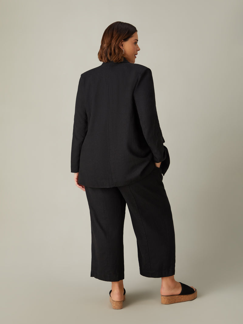 Black Linen Blend Blazer