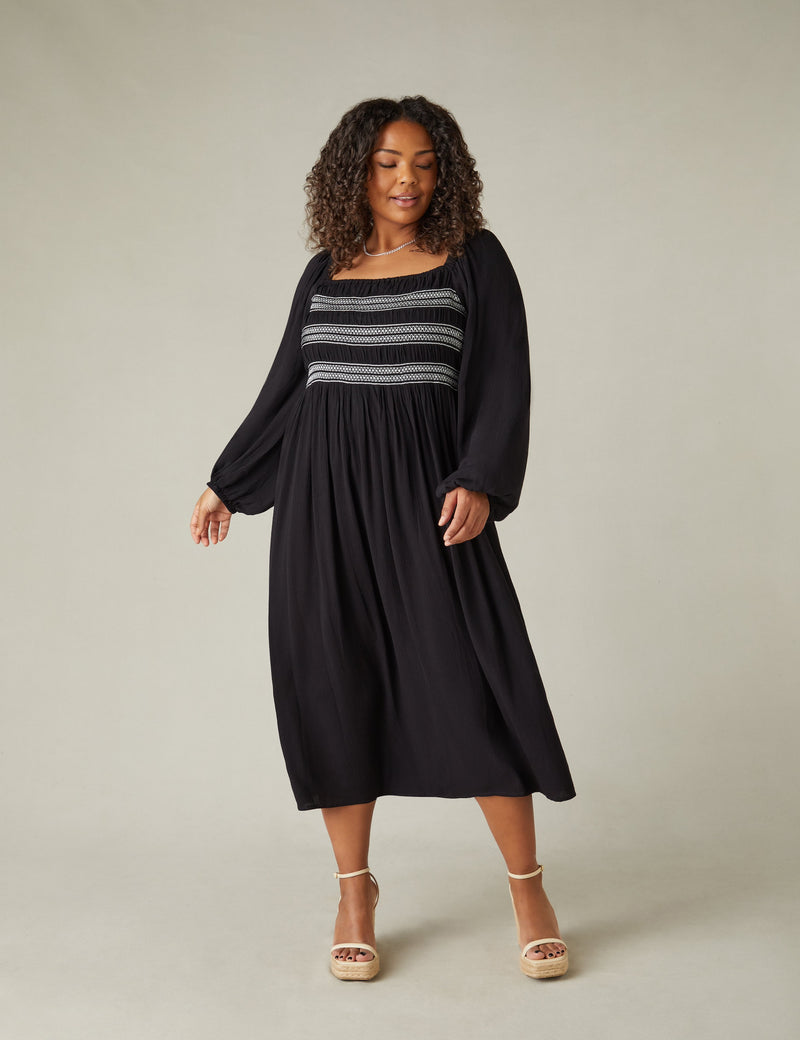 Black Smock Midaxi Dress