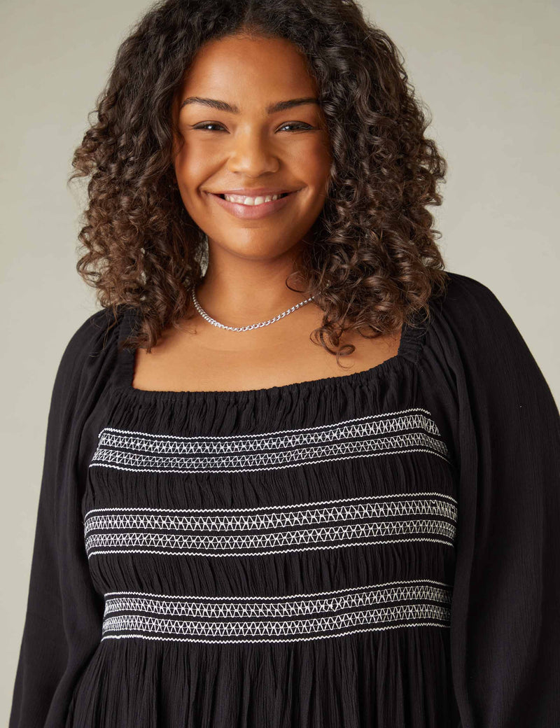 Black Smock Midaxi Dress