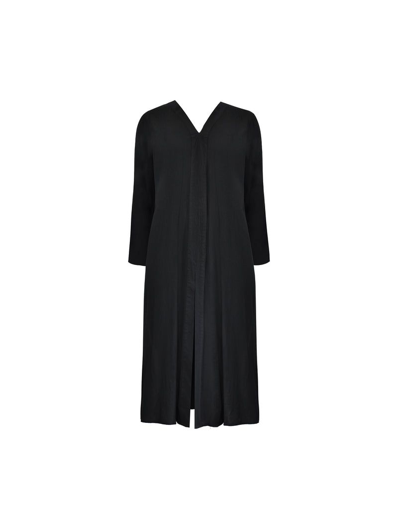 Black Crinkle Split Front Longline Tunic