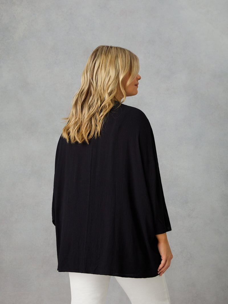 Black Crinkle Kimono