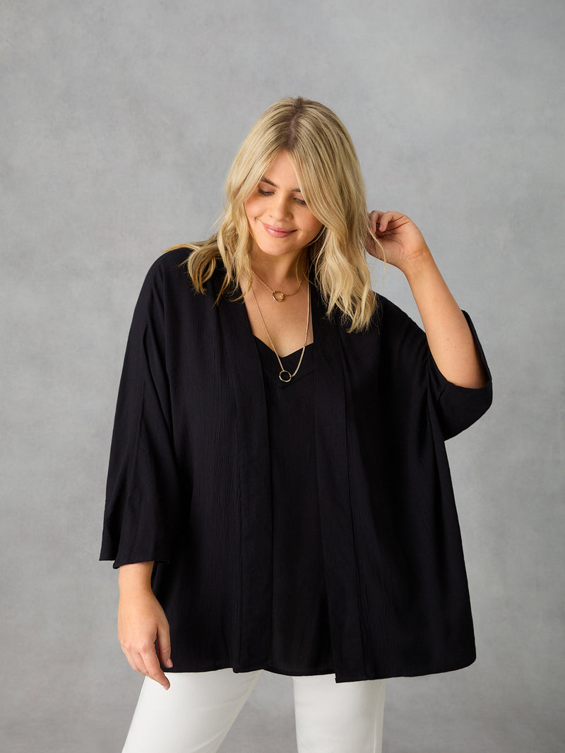 Black Crinkle Kimono