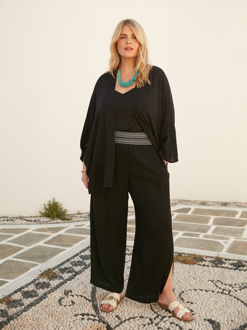 Black Crinkle Kimono