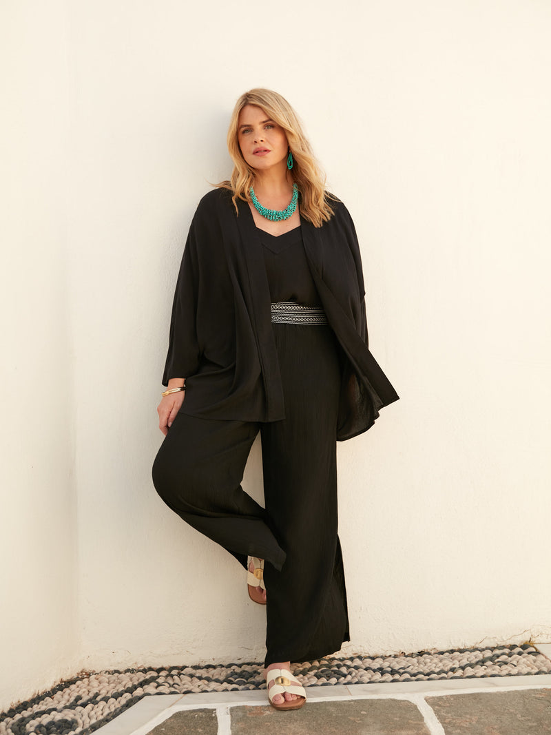Black Crinkle Kimono