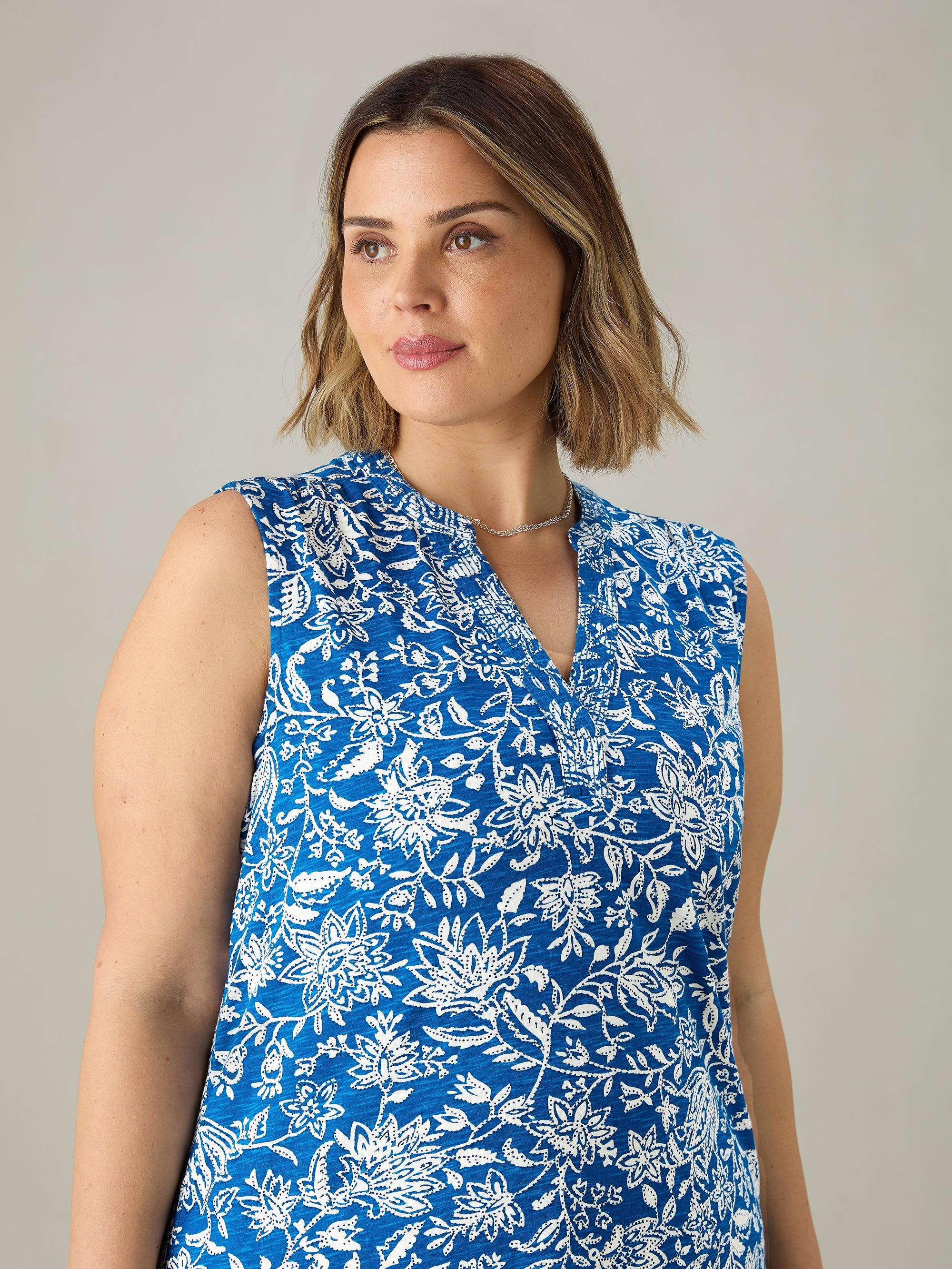 Blue Paisley V-Neck Tunic