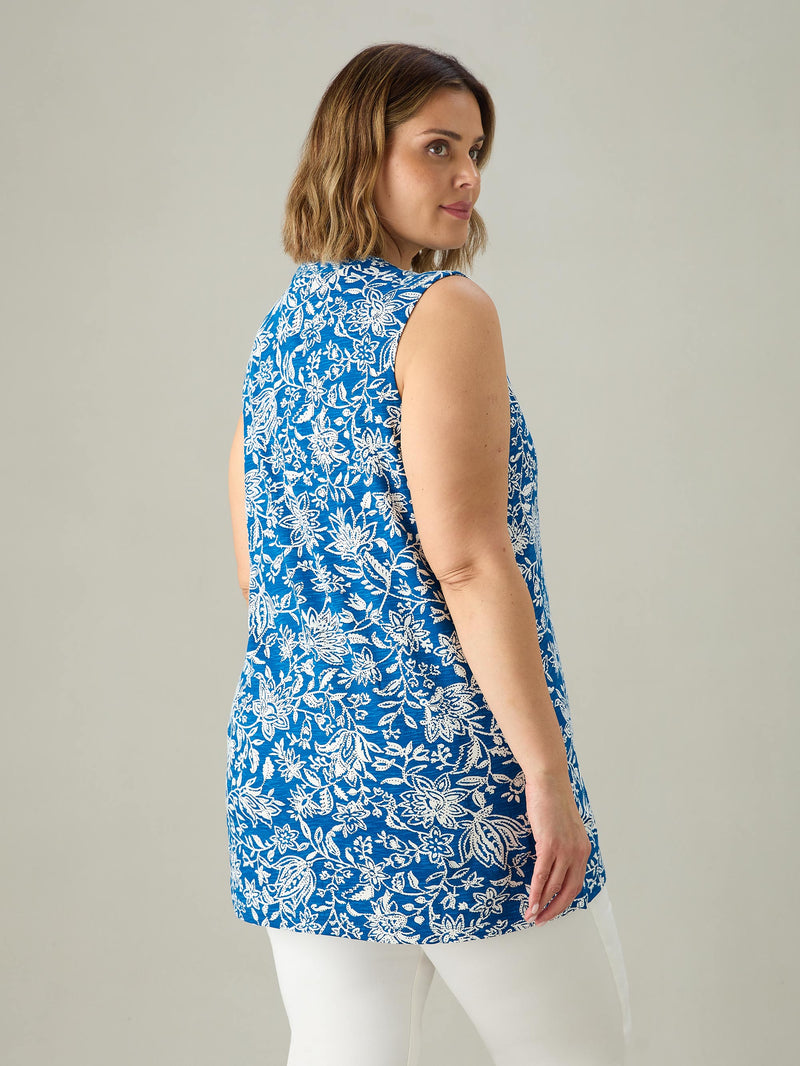 Blue Paisley V-Neck Tunic