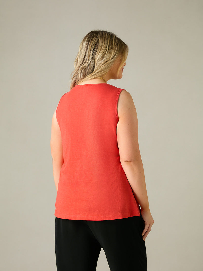 Orange Jersey Broderie V-Neck Vest